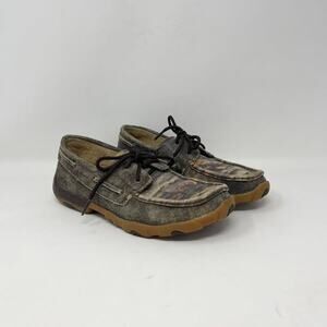 Twisted X Driving Moc Womens 7M Tiger Pattern Distressed Brown Leather WDM0023